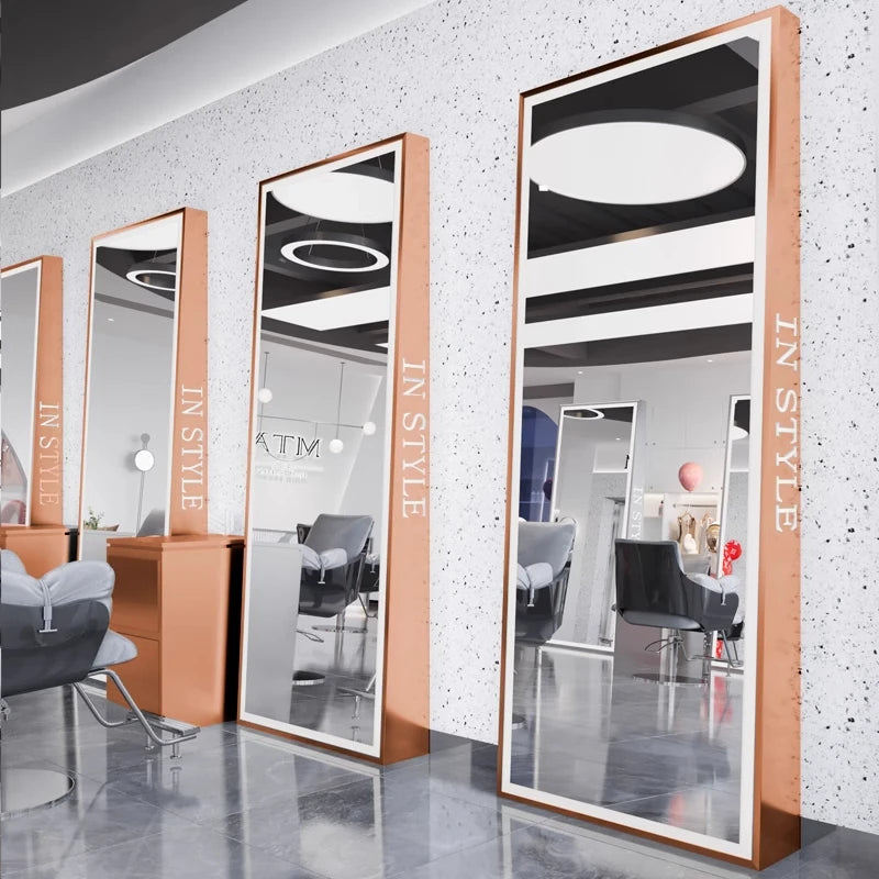 Barber shop mirror hair salon special hair salon mirror table single and double sided perm and dyeing trendy  with lamp floor