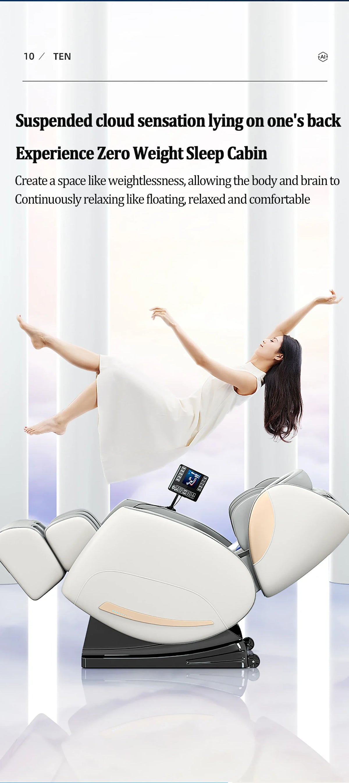 Luxus-Elektro-Freizeit-Massagesessel Zero Gravity Intelligent Ganzkörper-Multifunktions-Bluetooth-Musik-U-förmiges Kissen+Kurzbefehl