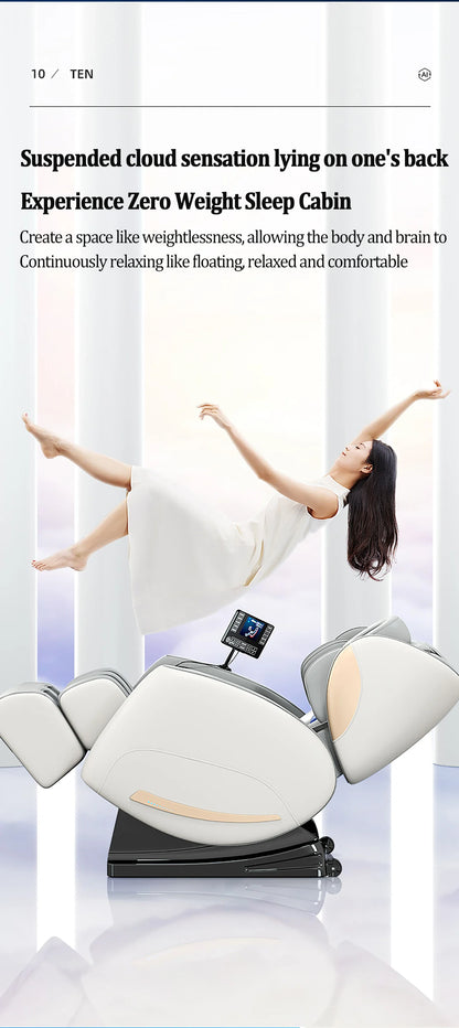 Luxus-Elektro-Freizeit-Massagesessel Zero Gravity Intelligent Ganzkörper-Multifunktions-Bluetooth-Musik-U-förmiges Kissen+Kurzbefehl