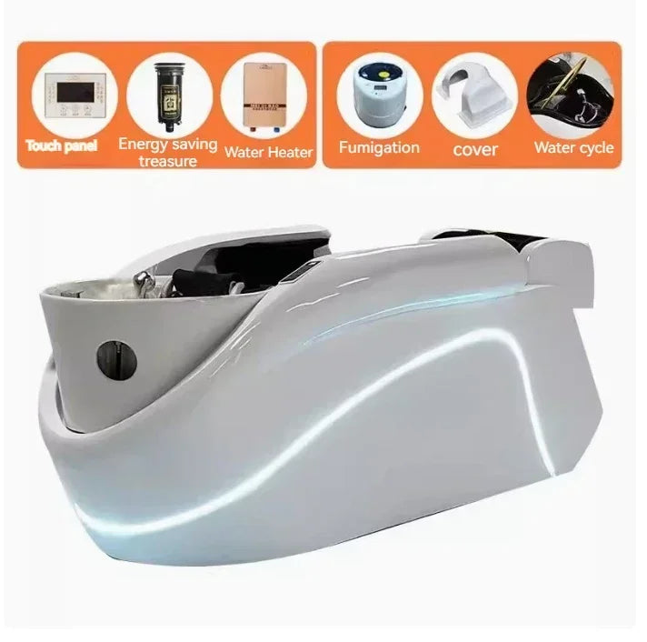Kosmetikstuhl Shampoo-Bett Waschbecken Haarwaschbecken Headspa Massage Wasser Komplettmöbel Schönheitsbecken Leder Luxus-Sofa