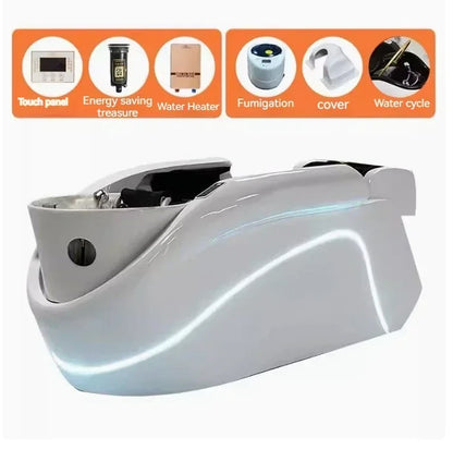 Kosmetikstuhl Shampoo-Bett Waschbecken Haarwaschbecken Headspa Massage Wasser Komplettmöbel Schönheitsbecken Leder Luxus-Sofa
