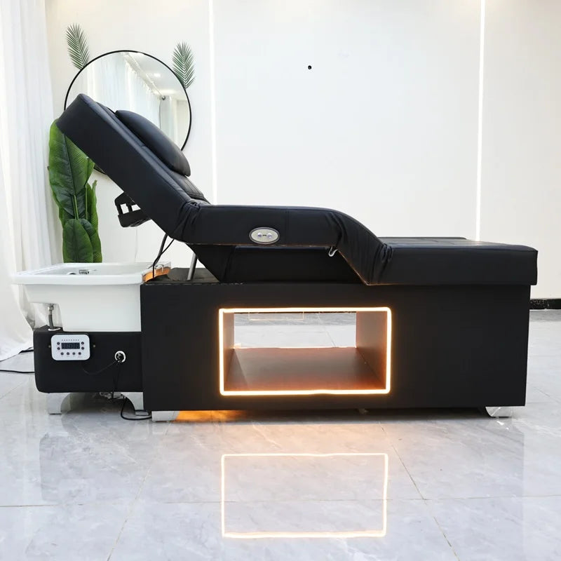 Keramikwaschbecken, elektrische Massage, Shampoo-Bett, Lift-Kopf, Therapie-Bett, Fußbad mit Aufbewahrungs-Spülbett
