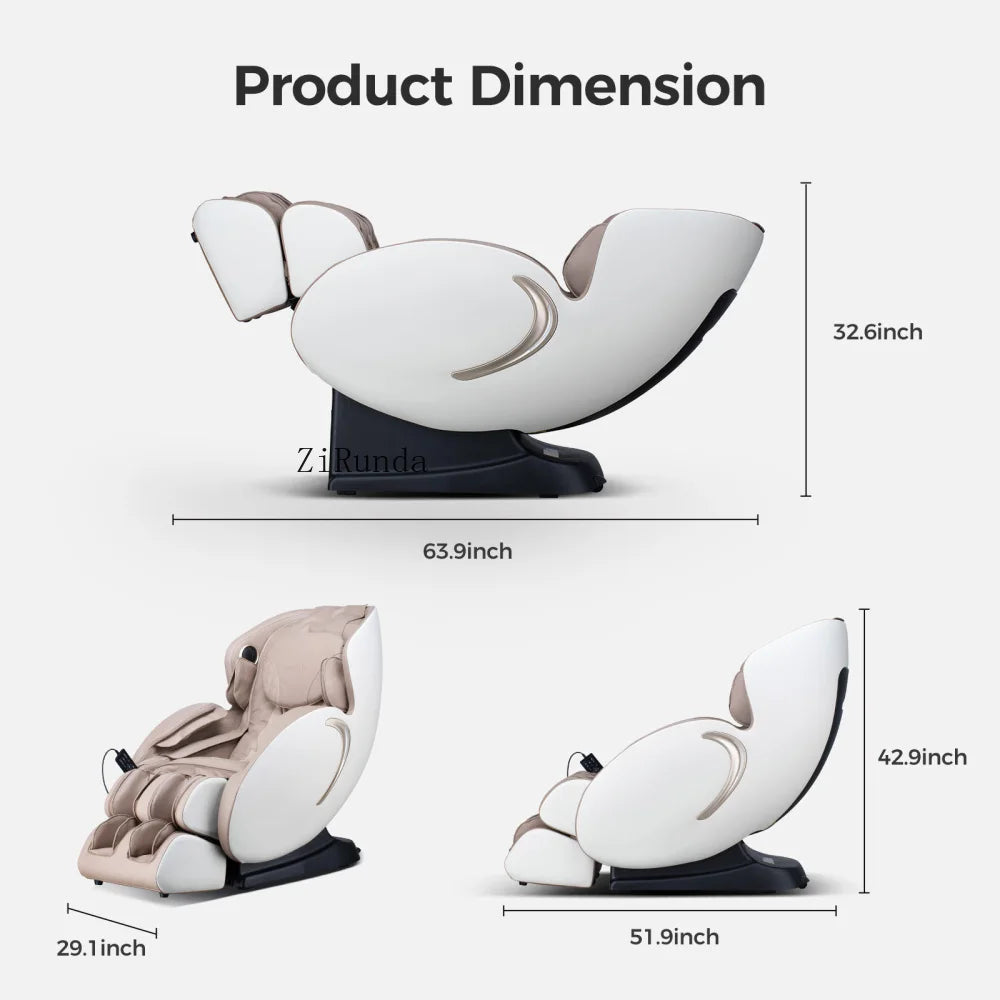 3D-Zero-Gravity-Massagesessel, Shiatsu-Ganzkörper-Liegesessel mit App, Schwarz