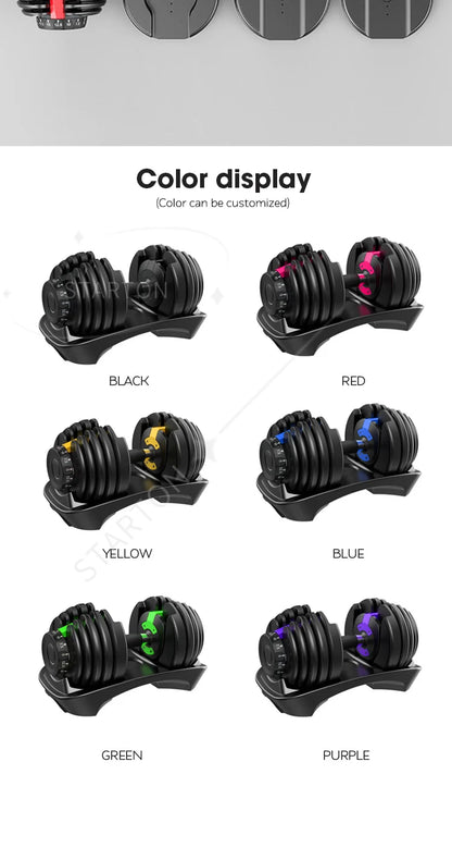 Home Gym Commercial Weightlifting Exercise Equipment Customizable Commercial Rack 24kg 40kg Adjustable Dumbbells Set