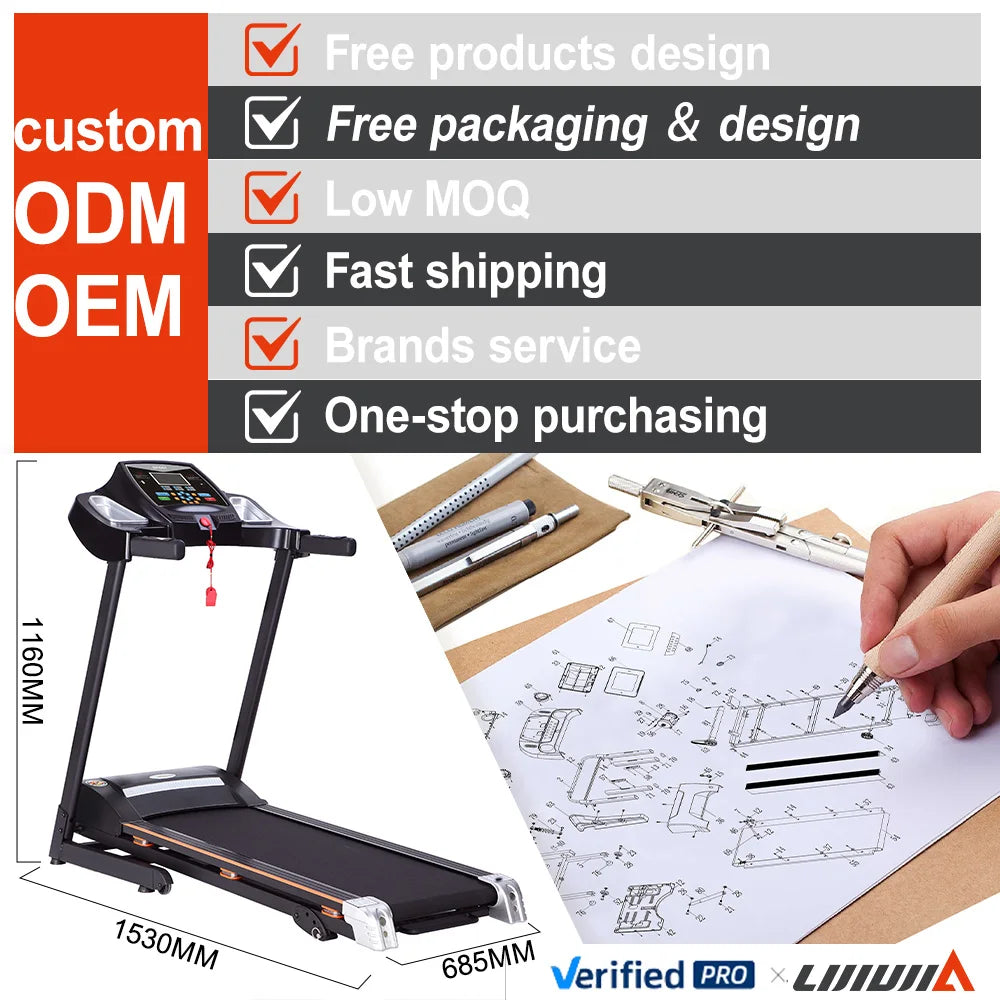 Sports Multi Function Indoor Fitness 1.75HP Motor Running Machine Home Use Electric Treadmill