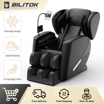 Massagesessel mit Zero-Gravity-Funktion, Massagesessel mit Heizung, Airbags, Fußrollen, Bluetooth-Lautsprecher