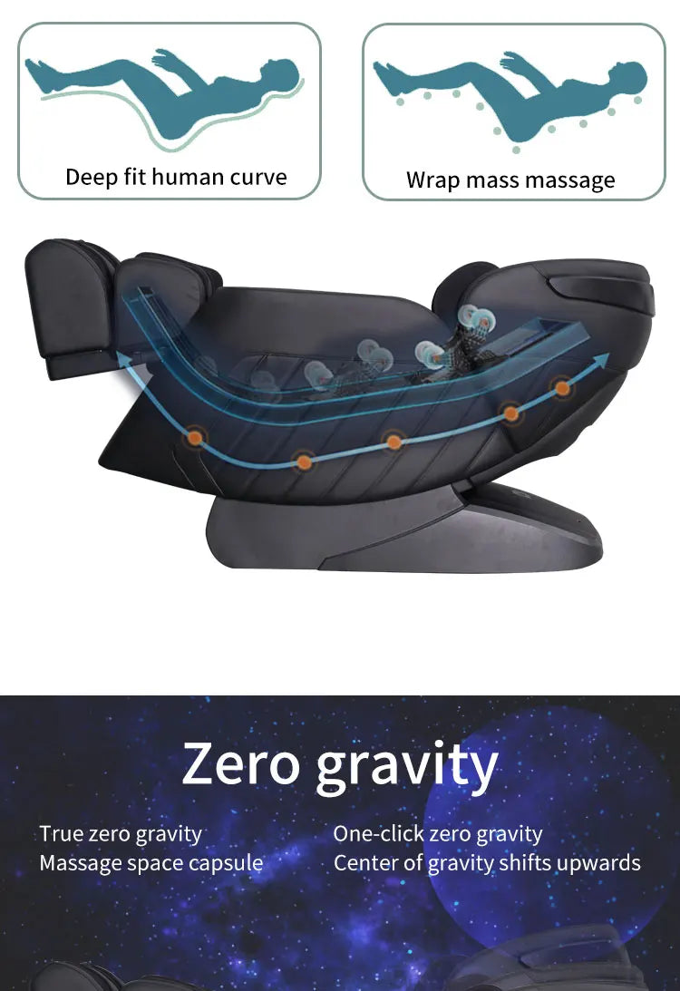 2021 4D Massagesessel Schwerelosigkeit schwarz mit Wadenmassage