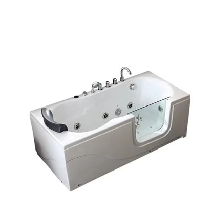 Indoor Walk in Bathtub Whirlpool Massage SPA Bathroom Soaking Jets Bath Tub Square with Glass Door Shower Faucet