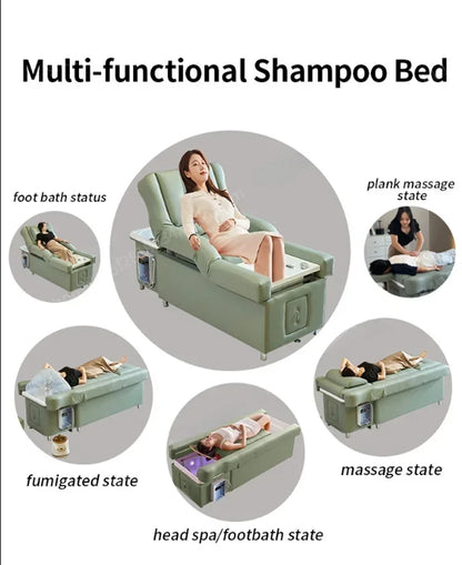 Multifunctional Salon Back Lifting Foot Massage Bed Shampoo Chair Pedicure Head Spa Bed Shampoo Bed