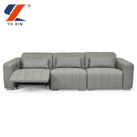 Dark Grey Genuine Leather Sectional Couches Luxury Electric Reclining Living Room Sofa