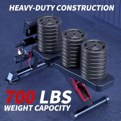 Adjustable Weight Bench for Home Gym: Portable Strength Training Equipment with Free Installation Design Ideal for Versatile Ex