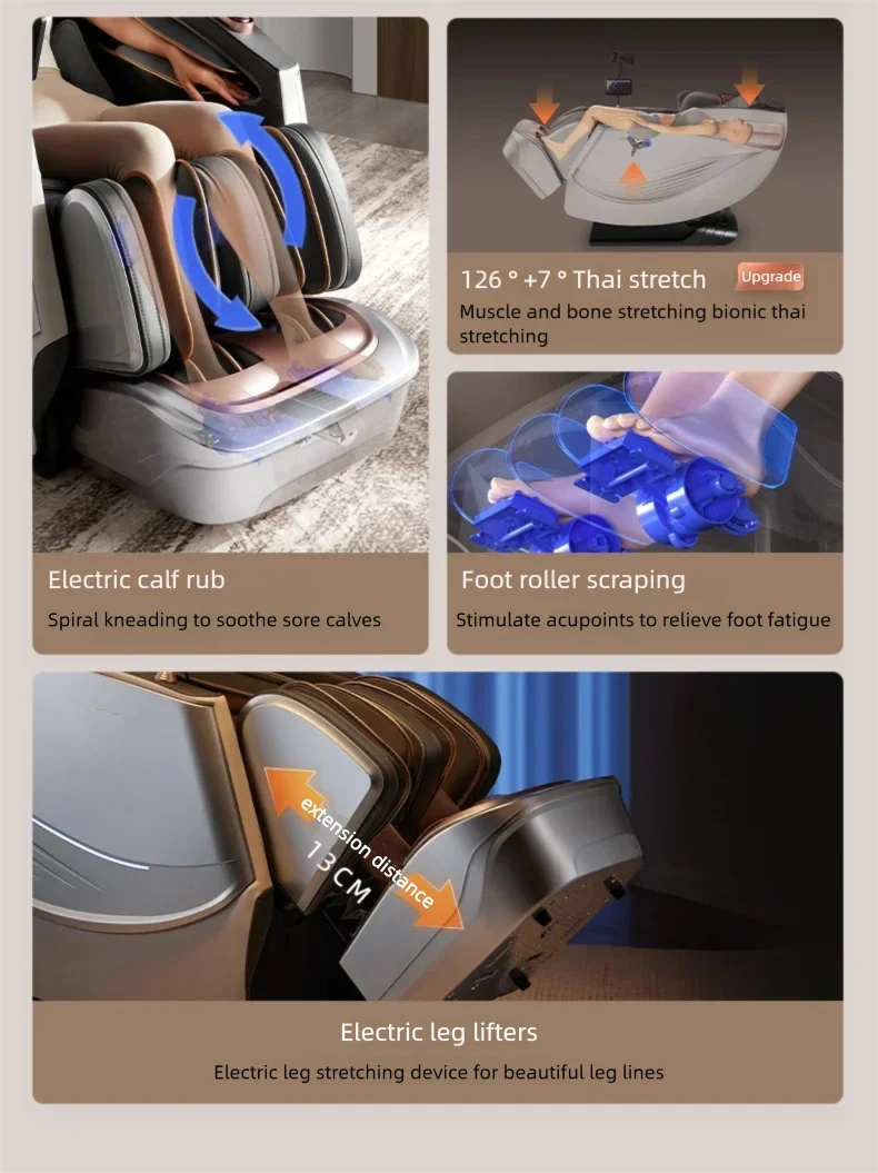 6D Smart Sensory Dual Movement SL-Track Massage Chair Thai Stretch Electric Leg Lift Leisure Sofa Zero Gravity Home Office Chair