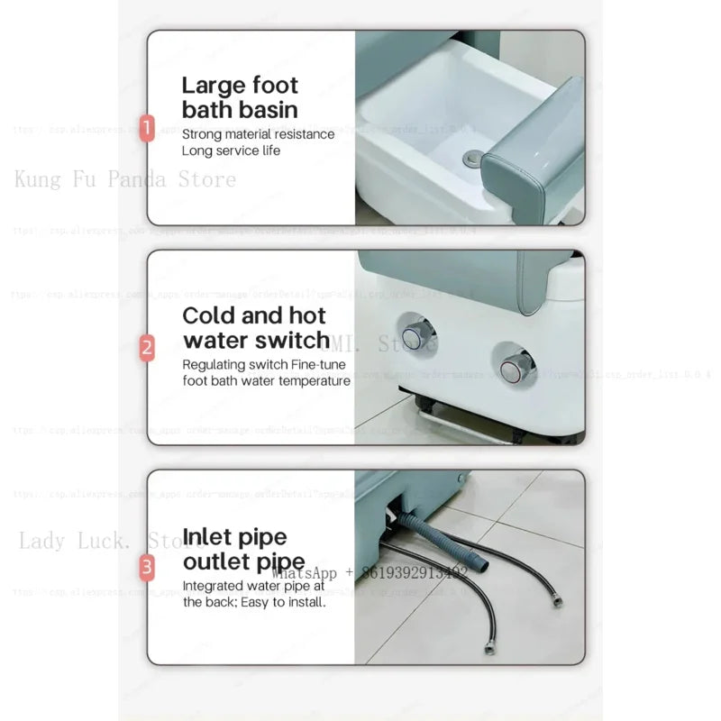 Fußbad-Nagelstuhl Pediküre-Stühle Salon SPA Fußmassage Maniküre Möbel Sofa Material mit elektrischer Rückenlehne