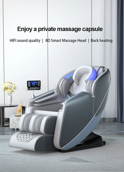 Luxus-Weltraumkapseln PU-Leder 8D-Festpunkt Intelligenter bester Ganzkörper-Massagesessel mit Musikfunktion und Körpergesundheitspflege