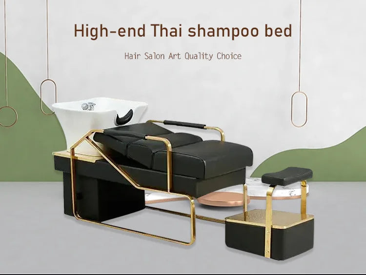 Popular Flush Bed Barber Shop Semi-Reclining Deep Ceramic Basin Hair Salon Massage