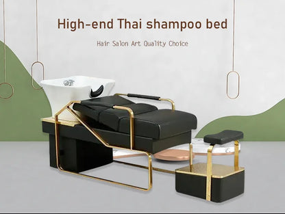 Popular Flush Bed Barber Shop Semi-Reclining Deep Ceramic Basin Hair Salon Massage