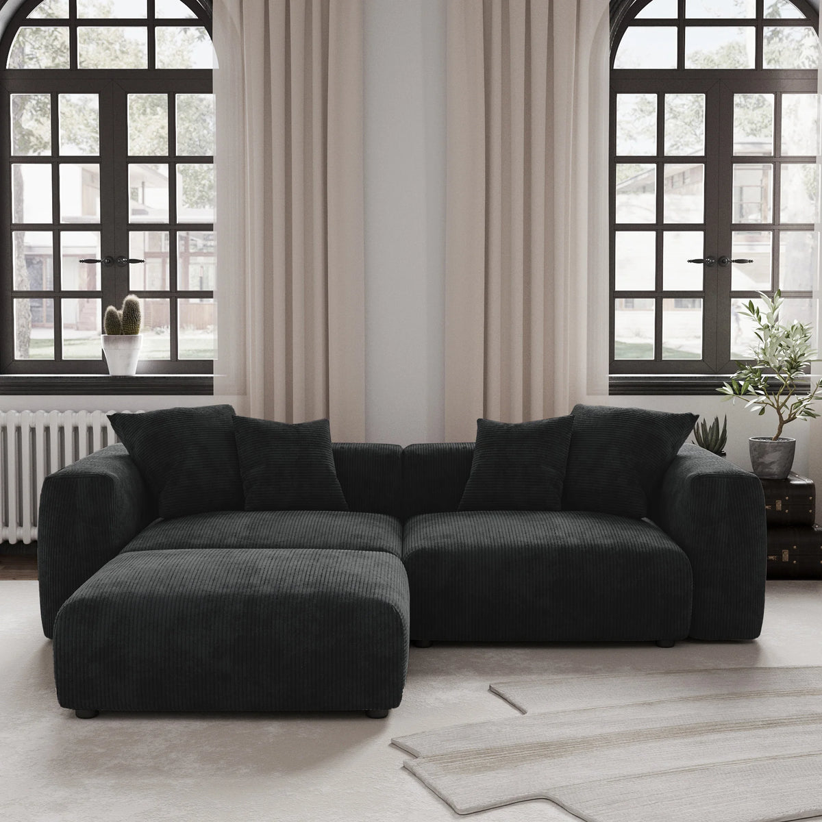 Modernes Cord-Sofa mit 4 Kissen, 102