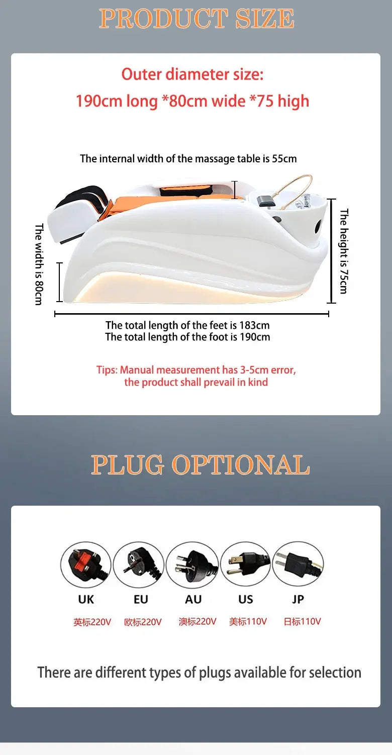 M45 Professional salon furniture hair wash facial nursing reclining head spa electric shampoo massage bed