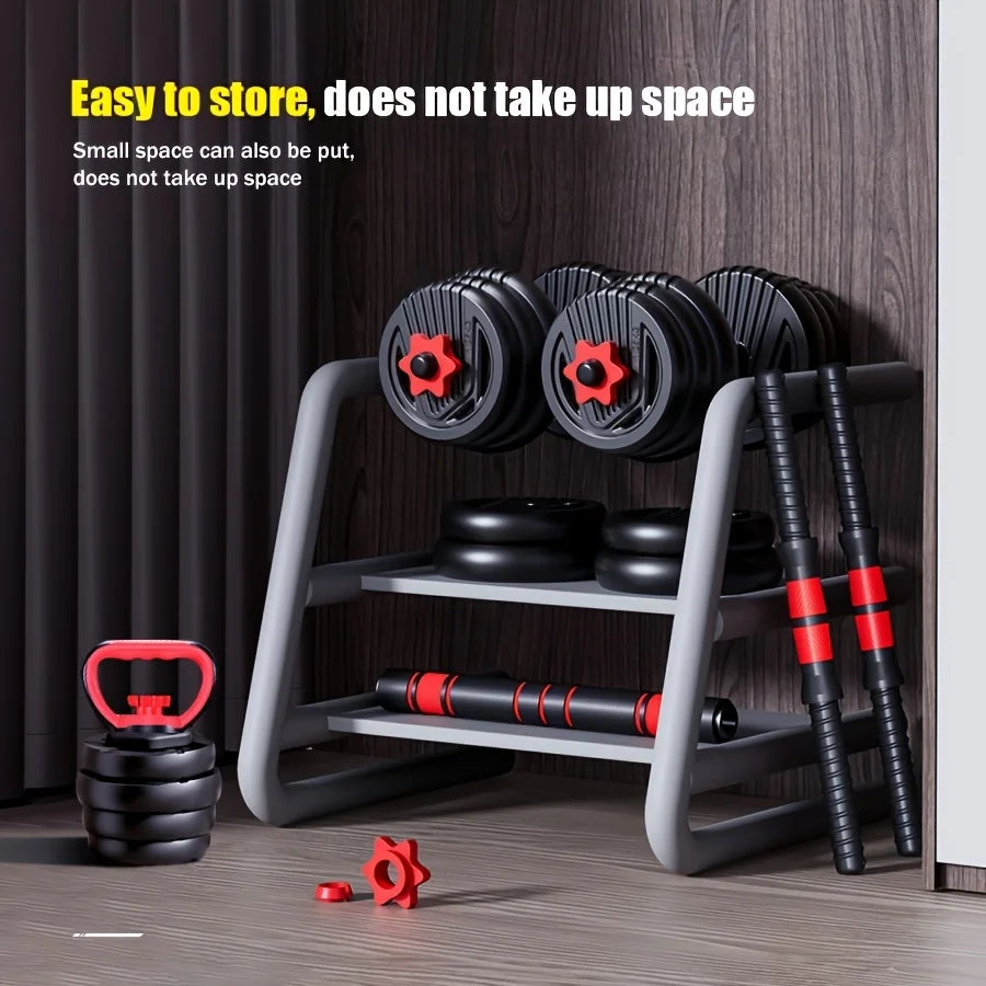 4-in-1 Adjustable Weight Dumbbell Set 22lb– Multi-Function Home Gym Equipment for Men & Women – Convertible Dumbbell, Kettlebell
