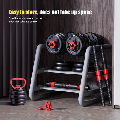 4-in-1 Adjustable Weight Dumbbell Set 22lb– Multi-Function Home Gym Equipment for Men & Women – Convertible Dumbbell, Kettlebell