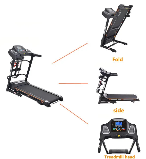 Sports Multi Function Indoor Fitness 1.75HP Motor Running Machine Home Use Electric Treadmill
