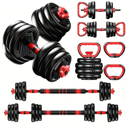 4-in-1-Hantel-Set mit verstellbarem Gewicht 10 kg – Multifunktionales Home-Gym-Equipment für Herren & Damen – Umwandelbar in Kurzhantel und Kettlebell