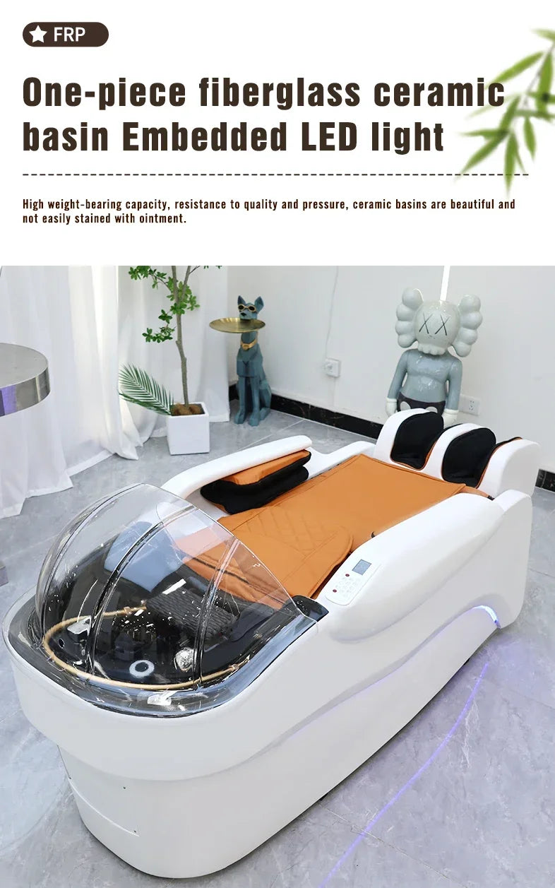 XinSheng Integriertes Haarwasch- und Massagebett mit Kopf-SPA-Begasungsmaschine Friseursalon Kommerzielles elektrisches Möbel