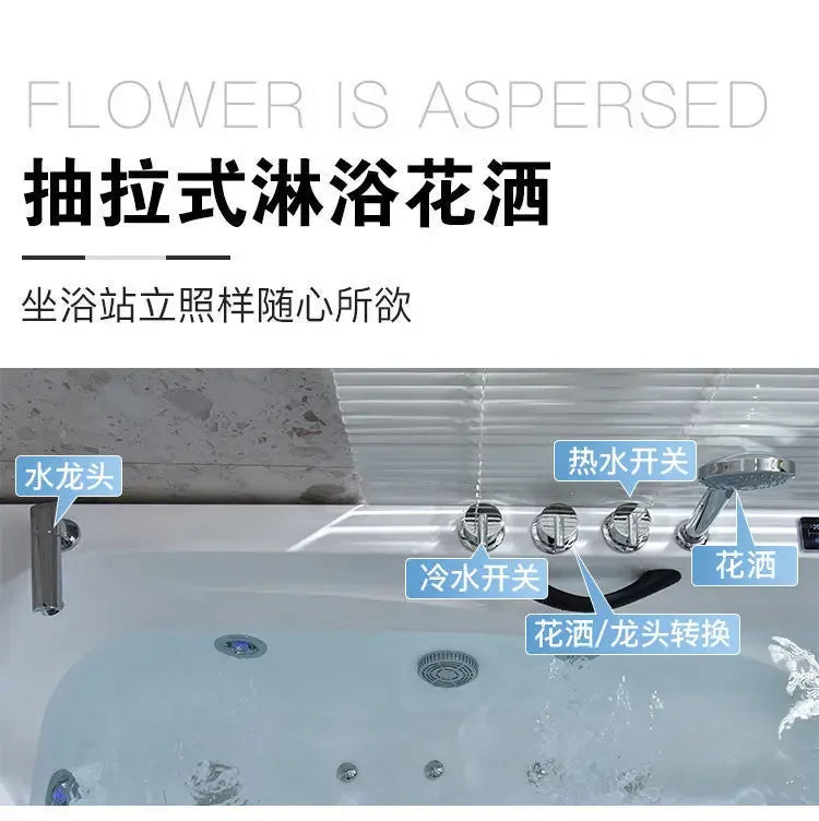 Thickened acrylic bathtub Small apartment Adult Surfing massage Constant temperature heating Smart
