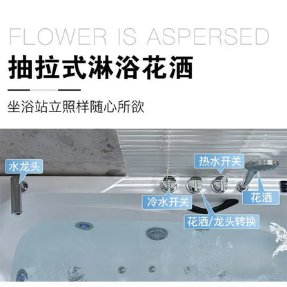 Thickened acrylic bathtub Small apartment Adult Surfing massage Constant temperature heating Smart