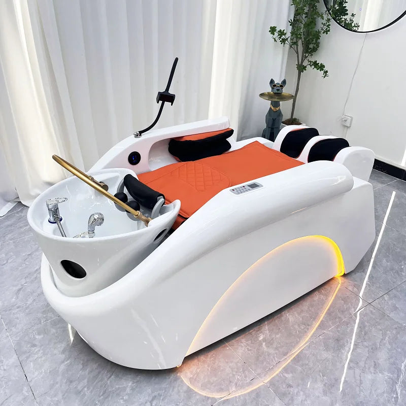 Multifunktions-Massage-Shampoo-Stuhl Schönheit Waschebecken Komfort Dusch-Shampoo-Stuhl Artefakt PU-Leder Möbel Мойка Волос MHXFY