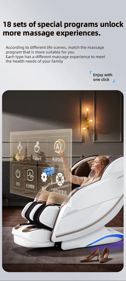 Zero Gravity 4D Massagesessel SL-Track (L-Track) Ganzkörper-Luftmassage Elektrischer Relaxsessel für Heimbüro 3 Jahre Garantie