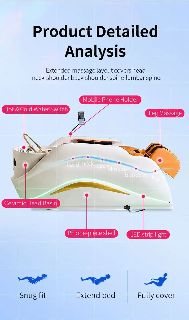 Modern Salon full body electric massage hair washing bed head spa shampoo bed