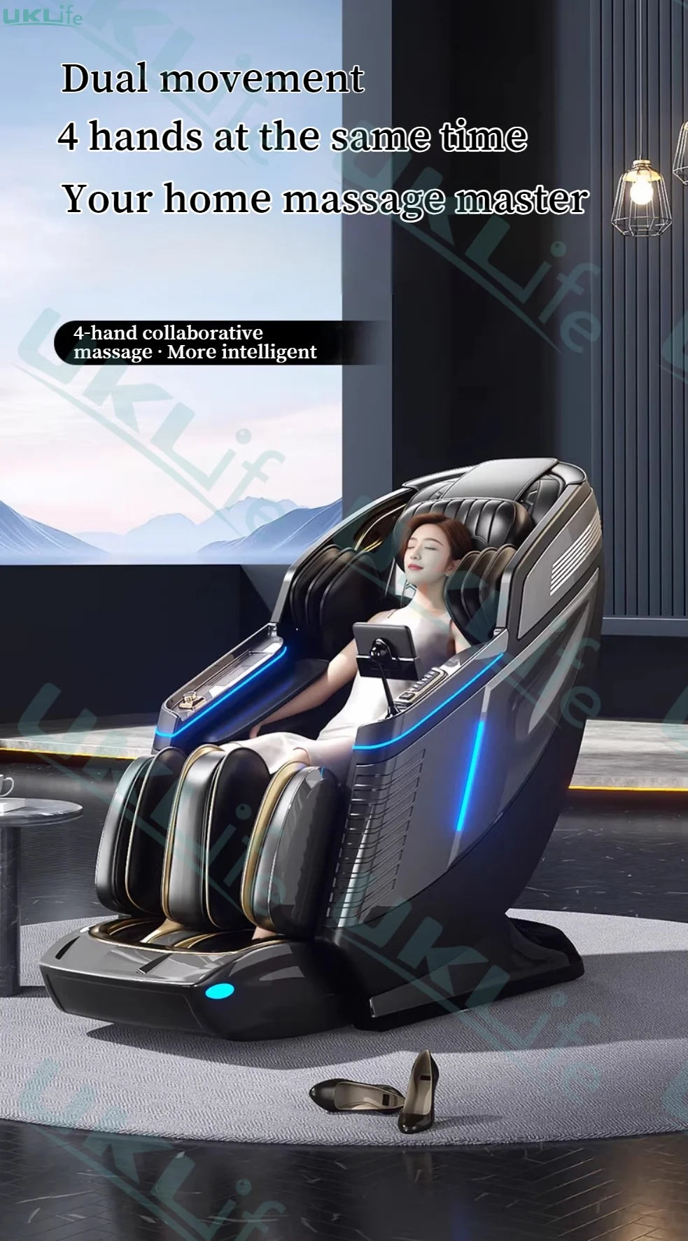 Neuer Dual Core Massagesessel 2025 Fortschrittlicher 4D Zero Gravity Body Scan Ganzkörper-Airbag Shiatsu Rücken- und Fußrollen-Liegesessel für Zuhause