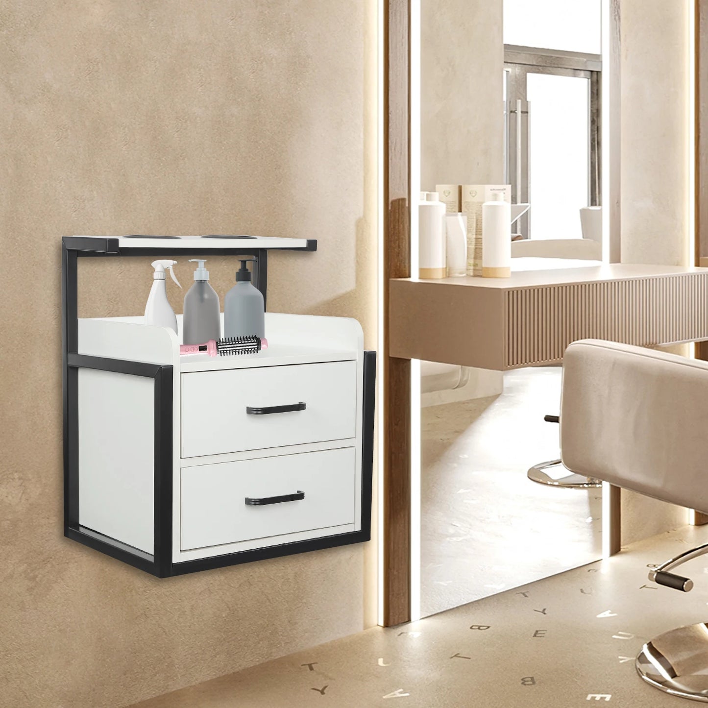 Multifunktionale Salonwagen Wandmontierter Friseurschrank Friseursalon Spezial Dauerwellen-Färbemittel-Ablageregal Möbel