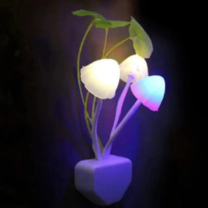 Colorful Mushroom Night Light – LED Plug-in Lamp with Light Sensor (EU/US Plug, 220V)