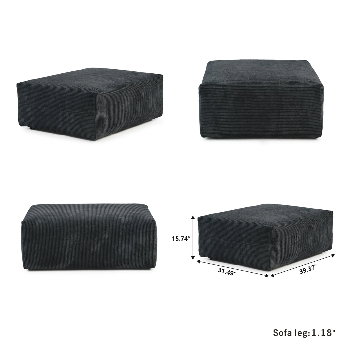 Modernes Cord-Sofa mit 4 Kissen, 102
