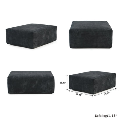 Modernes Cord-Sofa mit 4 Kissen, 102" L-förmiges Sofa mit Chaiselongue und Ottoman, Hartholzrahmen-Sofa für das Wohnzimmer