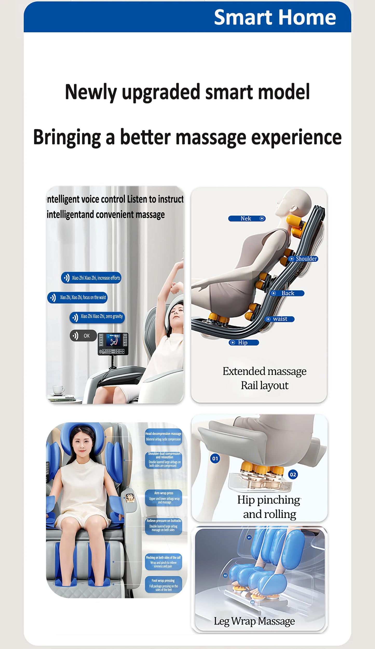 2025 4D-Massagesessel Ganzkörper-Massagesessel mit Schwerelosigkeit, verlängerter Fußstütze, SL-Schiene, Yoga-Stretch, Fußrollen und Heizung