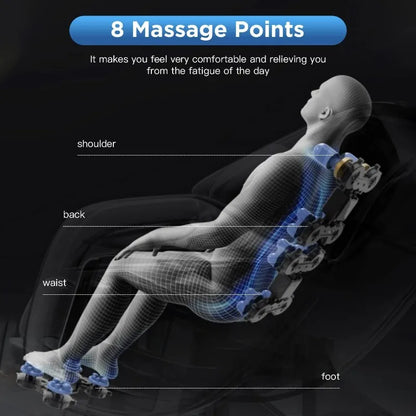 PayLeeHere Ganzkörper-Shiatsu-Massagesessel mit Schwerkraft-, Luftmassagesystem, Wermuttherapie und Bluetooth-Lautsprecher, Schwarz
