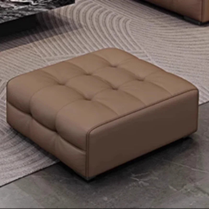Modern Minimalistisches neues Leder Wohnzimmer Lawrence Italienisches leichtes Luxus gerades L-förmiges modulares Faules Weiches Tatami Lounge Sofa