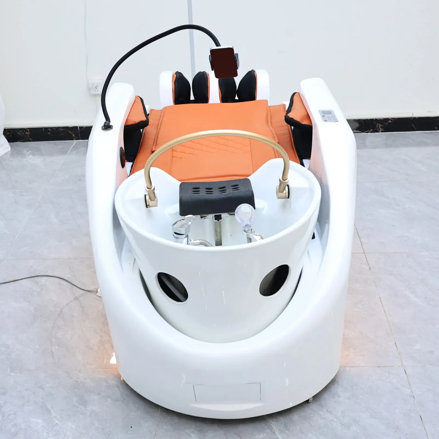 2026 Salon Shampoo-Massagebett mit integriertem Elektromassagegerät, Hydrotherapie Kopf-SPA, Gewerbemöbel, automatisch