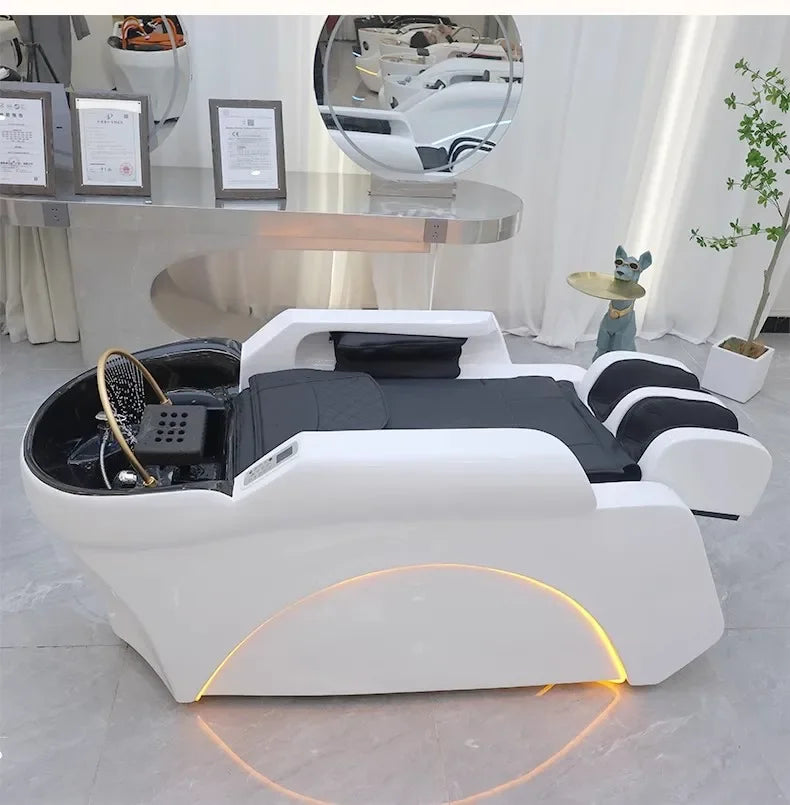 Liegesalonstuhl Friseurwaschbecken Pflegestühle Rasiersessel Friseurbeckenständer Waschmassage-Sessel