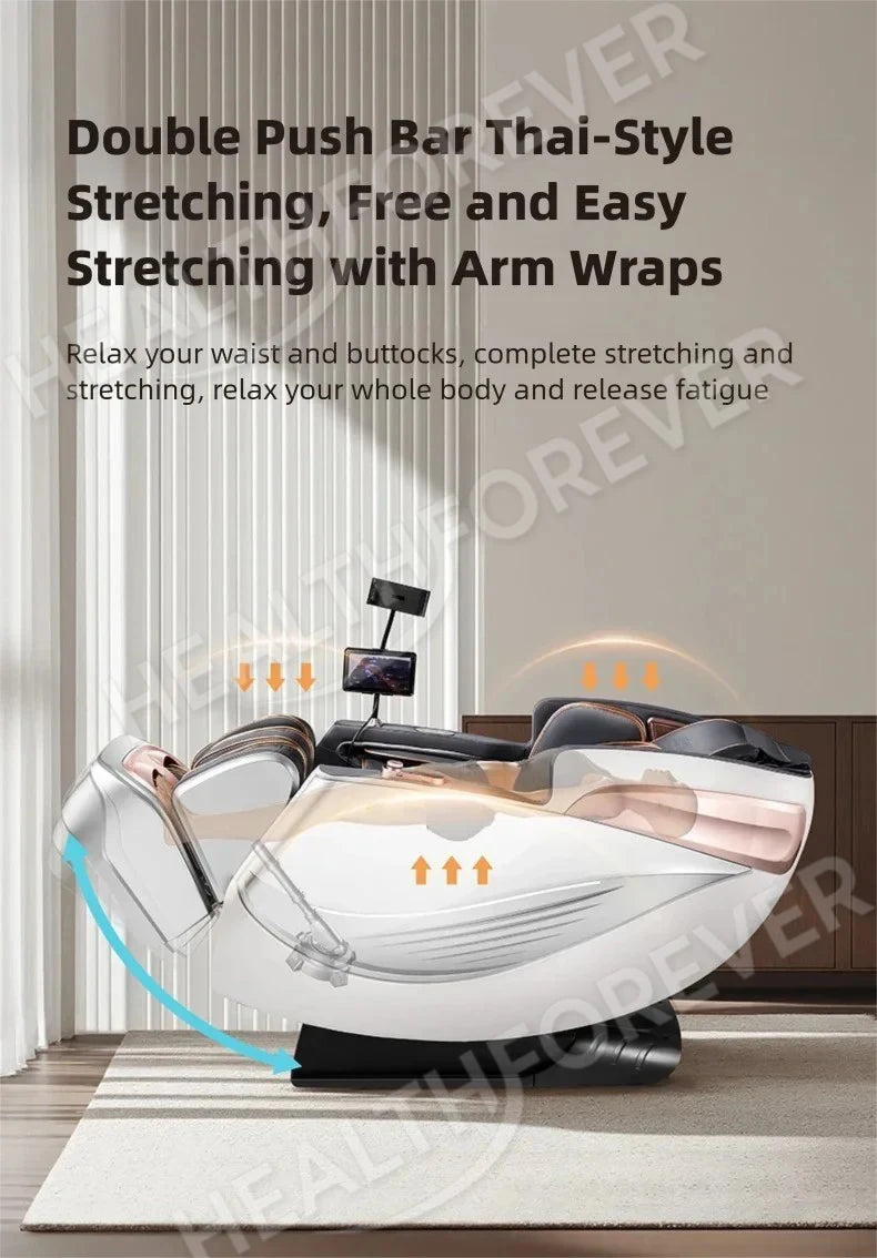 6D+6D Dual 6-Kopf-Massagesessel SL Track Wärmetherapie KI-Sprachsteuerung Thai-Stretch-Massagesessel 4D Zero Gravity Gesundheits-Scan