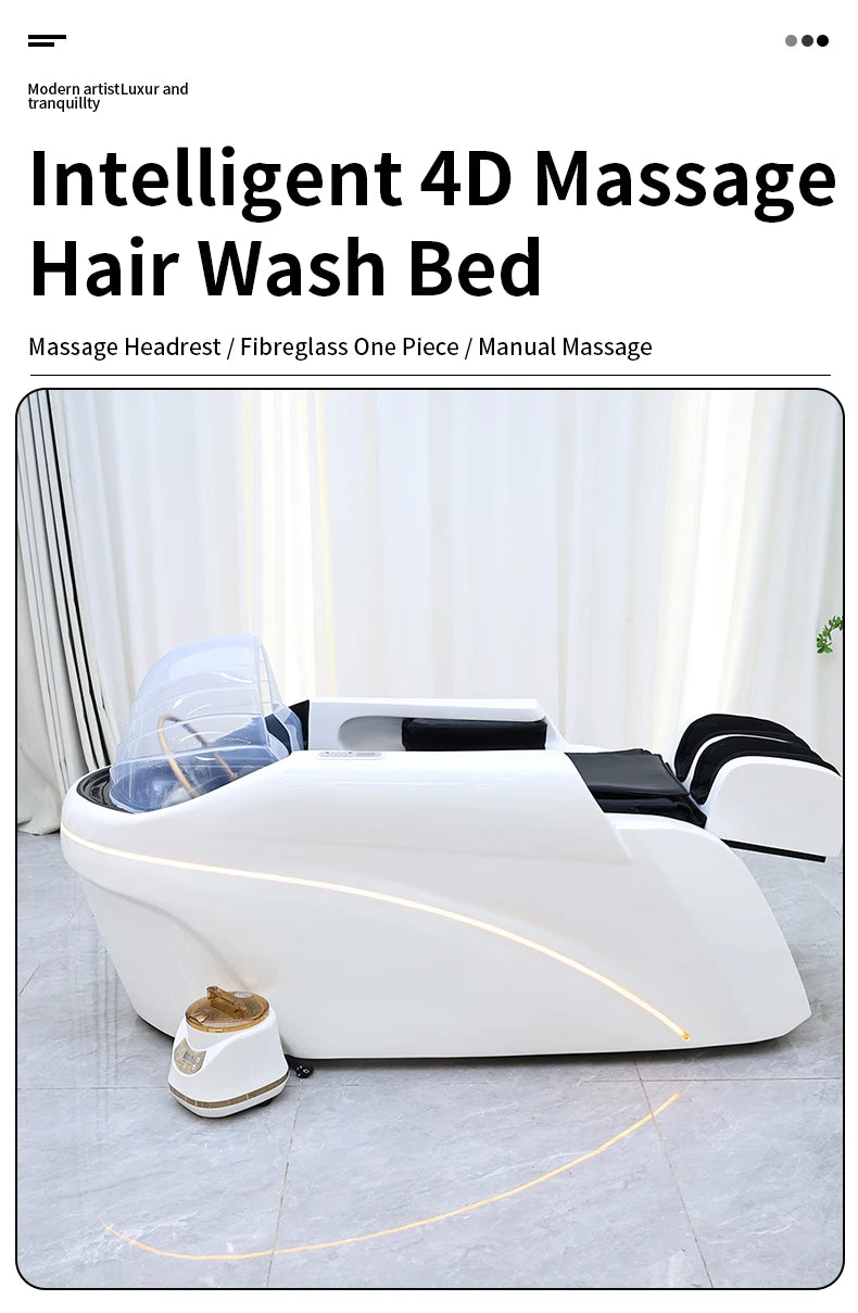 Salon Head Spa Kunstleder Kopftherapiebetten Automatisches Massage-Shampoo-Bett