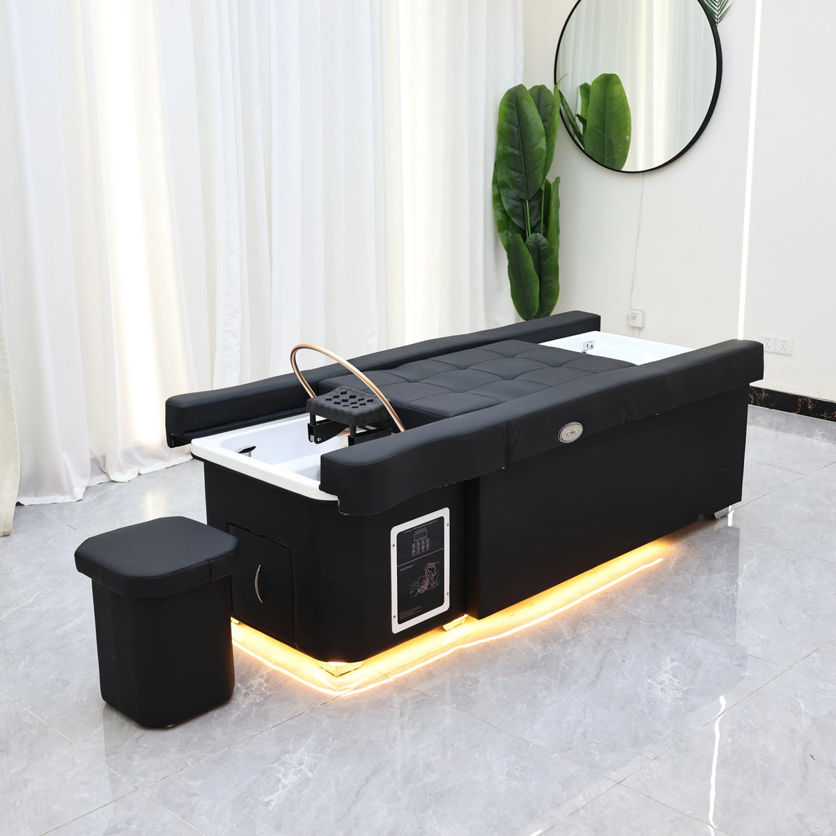 XinSheng Electric Adjustable Lift Shampoo Bed Massage Table All-in-One Salon SPA Massage Bed with Hair Washing Basin & Foot Bath