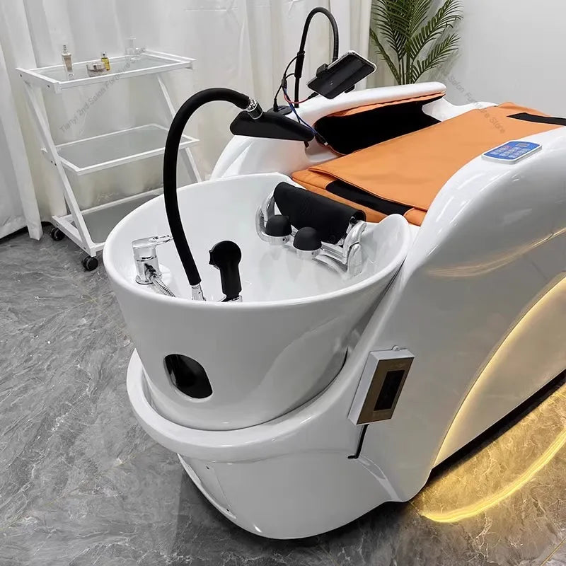 XinSheng Friseursalon-Shampoosessel Kopf-SPA-Begasungsgerät Elektrische Massageliege für Freizeit- und Gesundheitsgeschäfte Kommerzielle Möbel