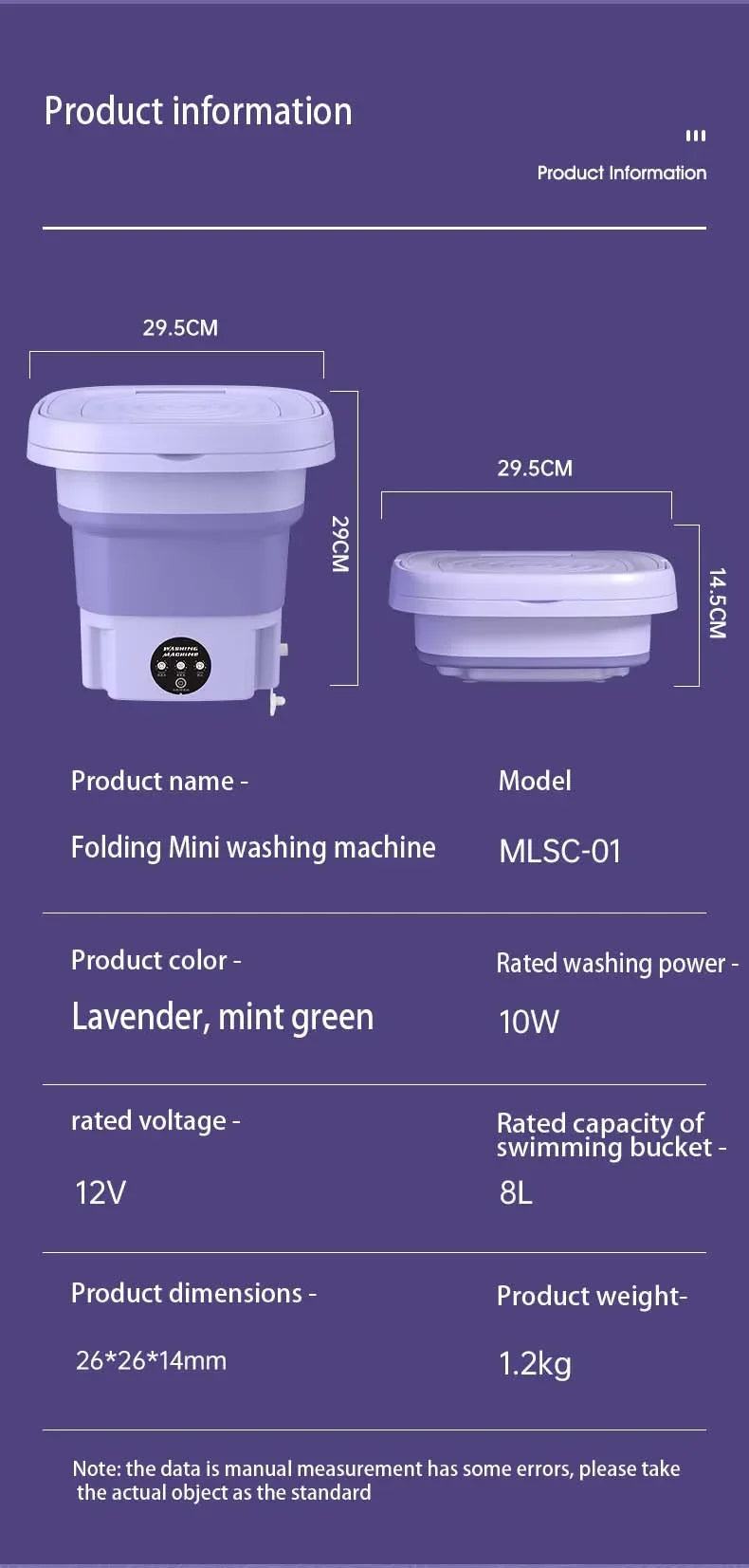 Faltbare Waschmaschine 8L mit Trockner, für Wohnungen, Reisen, tragbare Socken, Unterwäsche, Slips, Babykleidung
