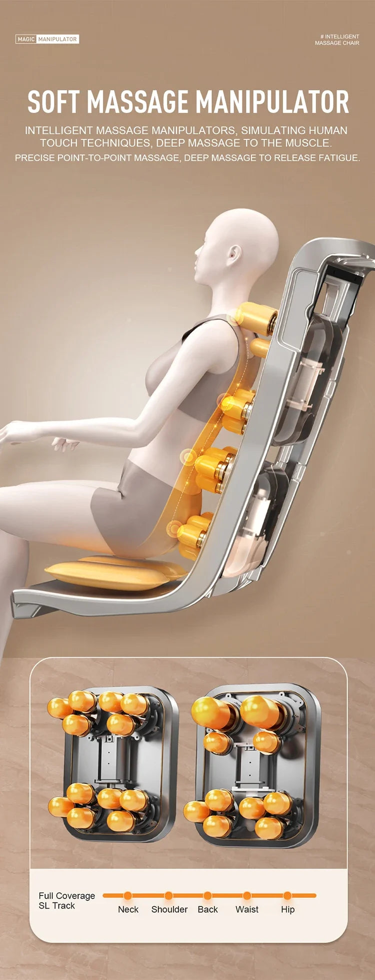 Kundenspezifische Taillen-Rückenheizung, Ganzkörperairbags, sechs automatische Programme, elektrischer ergonomischer Leder-Büromassagesessel
