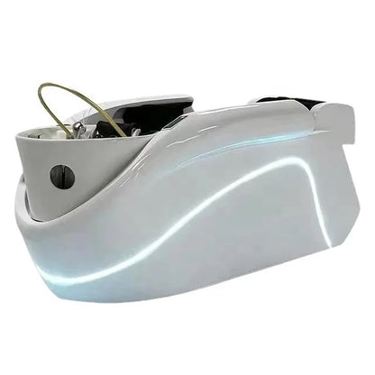 Hot Sale Friseursalonmöbel Bestes elektrisches Massagebett Weißer Diamant-Shampoostuhl mit Station