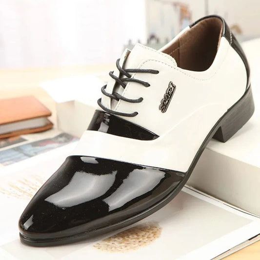 Herren Halbschuhe – Hochwertiges Lackleder, Schwarz & Weiß
